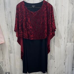 0823 Glamour Nights Asymmetrical Red and Black Dress